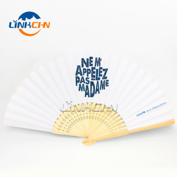 Business gift custom printed paper folding fan with bamboo ribs